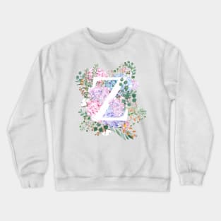 botanical monogram alphabet Z hydrangea flowers Crewneck Sweatshirt